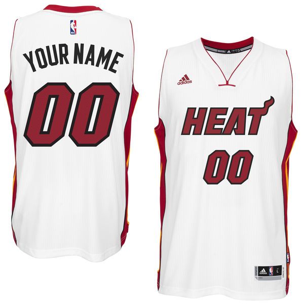 Men Miami Heat Adidas White Custom Swingman Home NBA Jersey->customized nba jersey->Custom Jersey